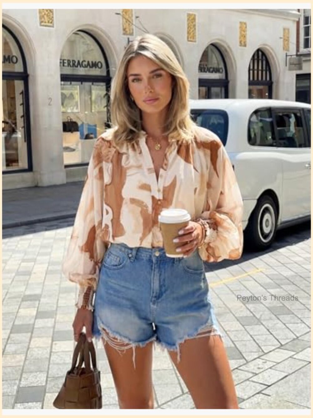 Floral Print Long Sleeve Button Down Boho Oversized Blouse - Picture 2 of 7